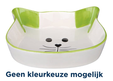 Trixie Voerbak / Waterbak Kattenhoofd Met Gezicht Keramiek  Assorti