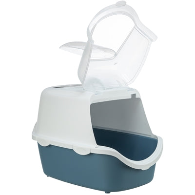 Trixie Kattenbak Vico Open Top Met Kap Blauw Grijs / Wit