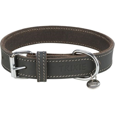 Trixie Halsband Hond Rustic Vetleer Grijs