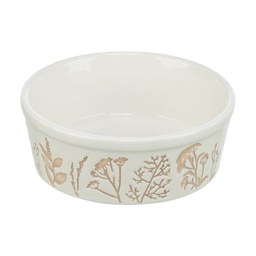 Trixie Voerbak / Drinkbak Hond Plantmotief Structuur Keramiek Wit / Taupe